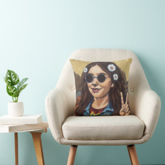 Modern målning av Mona Lisa - Da Vinci inspirerad Kudde