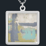 Modern målning för fritt uttryck silverpläterat halsband<br><div class="desc">Denna moderna målning skapades av Megan Meagher. Lila,  ljusblå och vita penseldrag ljugit över en ljust grönt bakgrund. Hämta en kopia av den här utskriften idag!</div>