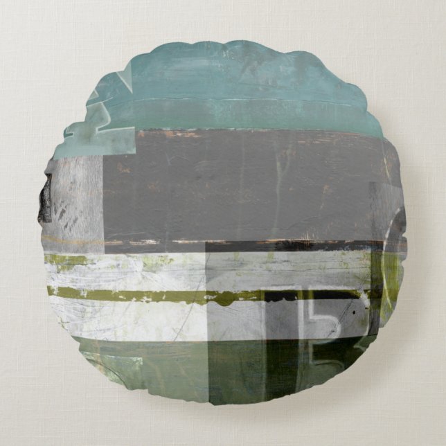 Modern målning med tilldelat Brev Rund Kudde (Framsidan)