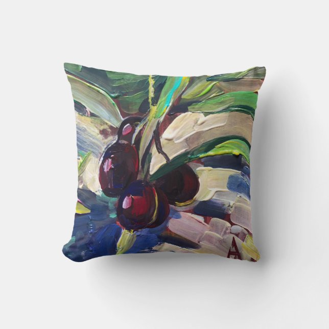 modern målning, oliver på gren kudde (Framsida)