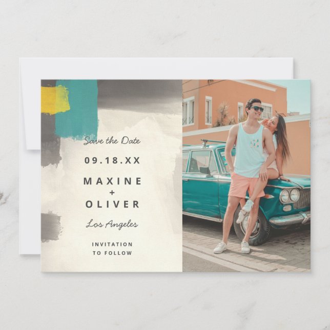 Modern målning Pastel Bröllop Spara Datumet (Framsida)