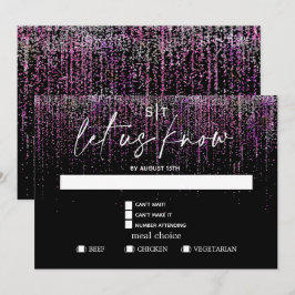 Modern måltidsval RSVP Edgy Magenta glitter Inbjudningar