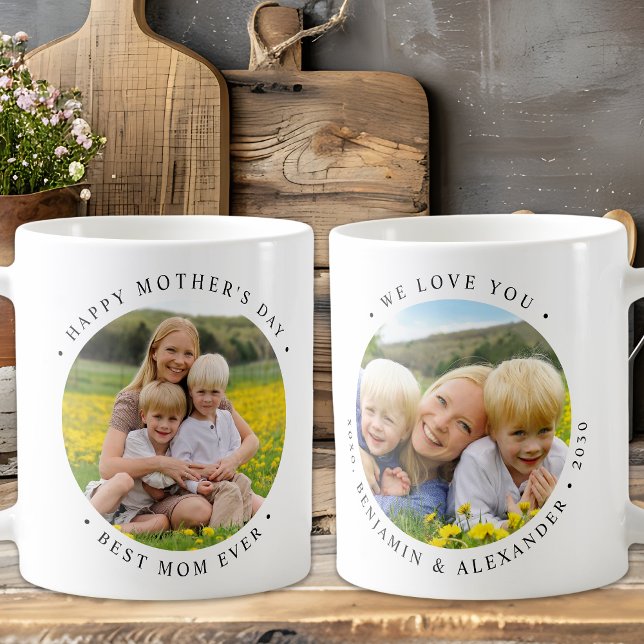 Modern MAMMA anpassad 2-fotoljud i Mors dag Kaffemugg (Skapare uppladdad)