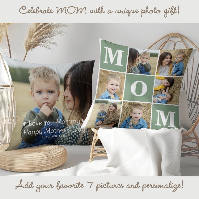 Modern MAMMA Anpassningsbar Cute 7 - multifotomakn Kudde (Skapare uppladdad)