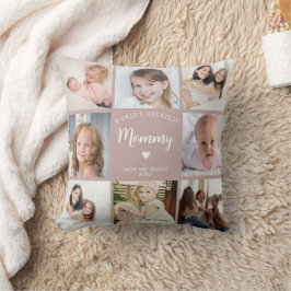 Modern Mamma Anpassningsbar Photo Collage Rosa Hea Kudde