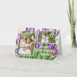 Modern Mamma Birthday Photo Snyggt Lila Tulip Kort