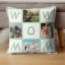 Modern MAMMA-gåva för multifoto Grid Cute WOW Kudde