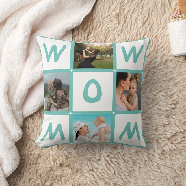 Modern MAMMA-gåva för multifoto Grid Cute WOW Kudde (Filt)