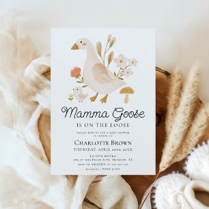 Modern Mamma Goose Baby Shower Inbjudningar