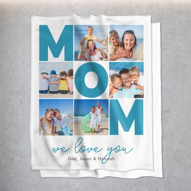 Modern Mamma har anpassat 6 fotokollage Fleecefilt (Modern Mom Personlized 6 Photo Collage Fleece Blanket
)