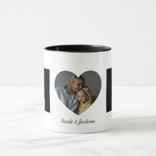 Modern Mamma Heart Photo Namn Mors dag Mugg