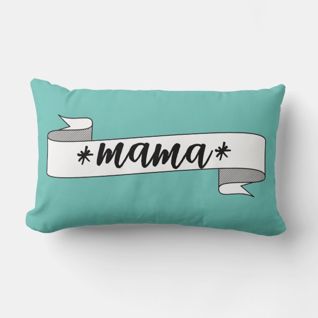 Modern mamma i blått och vitt lumbarkudde (Framsida)
