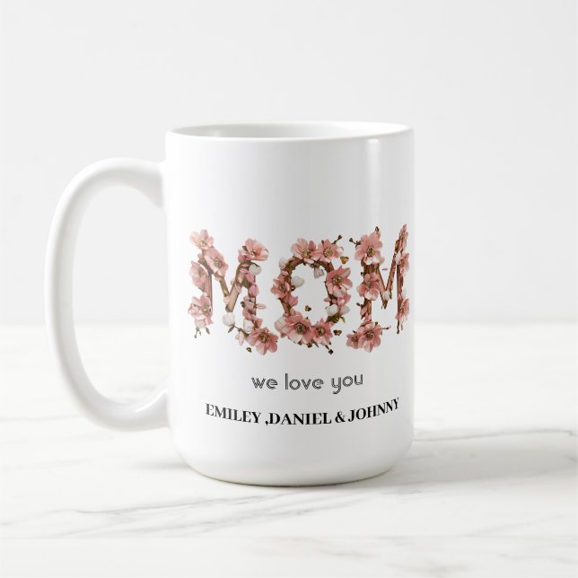 Modern Mamma Kids Namn Mors dag Gift Kaffemugg (Vänster)