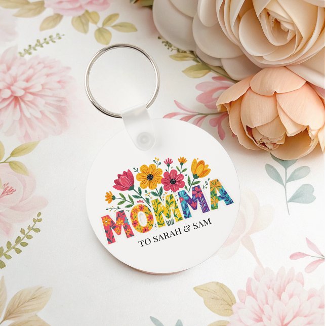 Modern Mamma Kids Namn Mors dag Nyckelring (Skapare uppladdad)