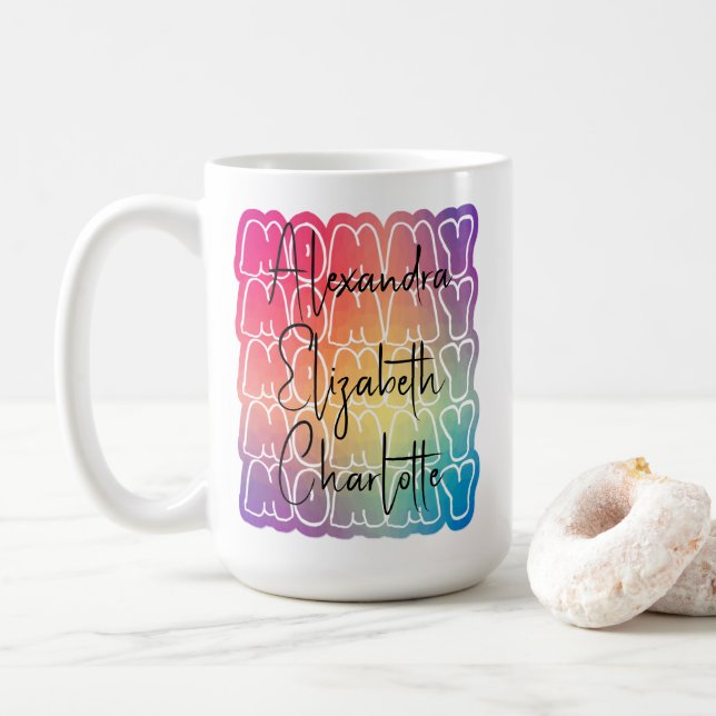 Modern Mamma Mönster Colorful Mamma Barn Namn Kaffemugg (Med munk)