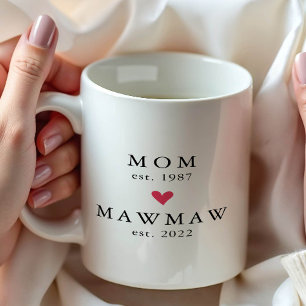 Modern Mamma Mormor År Est. Kaffe Mugg