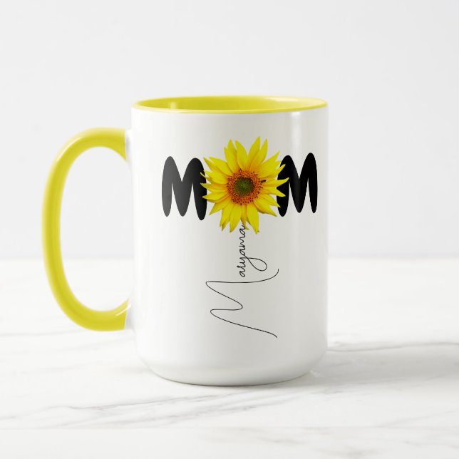 Modern Mamma Namn | Solros Mugg | Monogram Mugg (Vänster)