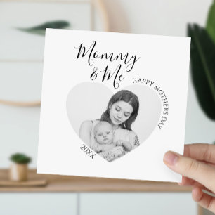 Modern Mamma och mig Hjärtfoto Julkort