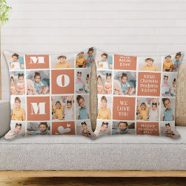 Modern MAMMA Personlig Block 12 Fotokollage Kudde