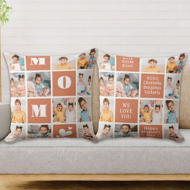 Modern MAMMA Personlig Block 12 Fotokollage Kudde (Skapare uppladdad)