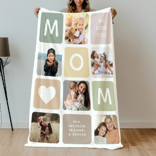 Modern MAMMA Photo Collage Mors dag Cute Family Fleecefilt