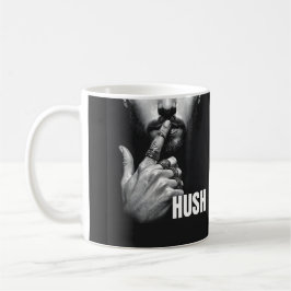 Modern Man Shushing Gesture HUSH Graphic Kaffemugg