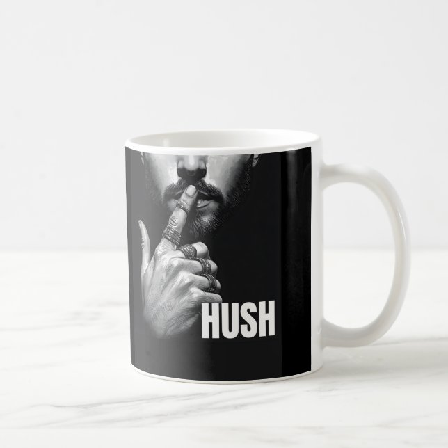 Modern Man Shushing Gesture HUSH Graphic Kaffemugg (Höger)