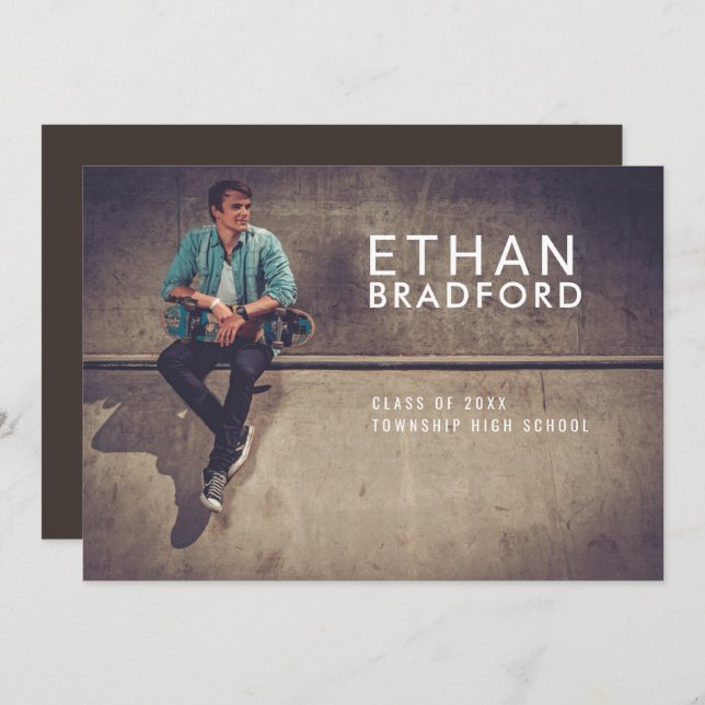 Modern Man Snyggt Photo Studentfest Inbjudningar (Fram/baksida)