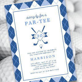Modern Manar 30års födelsedag Argyle Blue Golf Inbjudningar