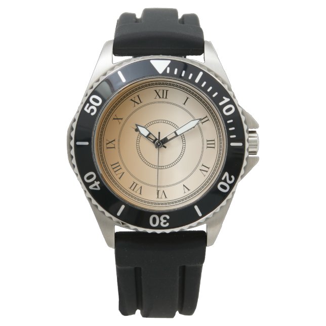 Modern Manar Krona Protector Black Rubber Armbandsur (Framsida)