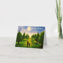 Modern, månbelyst kväll med träd i Pappa