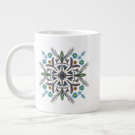 Modern Mandala Blommig Grönska Bohemsk Konst Jumbo Mugg