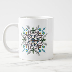 Modern Mandala Blommig Grönska Bohemsk Konst Jumbo Mugg