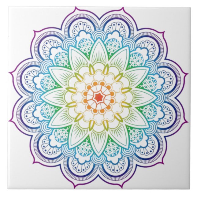 Modern Mandala Coloring Datura Flower Ceramic Tile Kakelplatta (Framsidan)