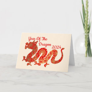 Modern Mandala Dragon 2024 Kinesiskt nyår Kort