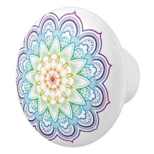 Modern Mandala-färgning Datura-blomma Keramisk dör Knopp