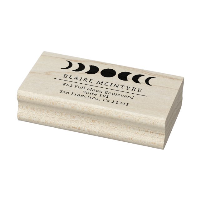 Modern Måne Phases Elegant Returadress Stämpel (Stämpel)