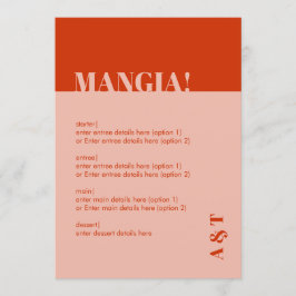 Modern Mangia Italia Burnt Orange Bröllop Menu Program
