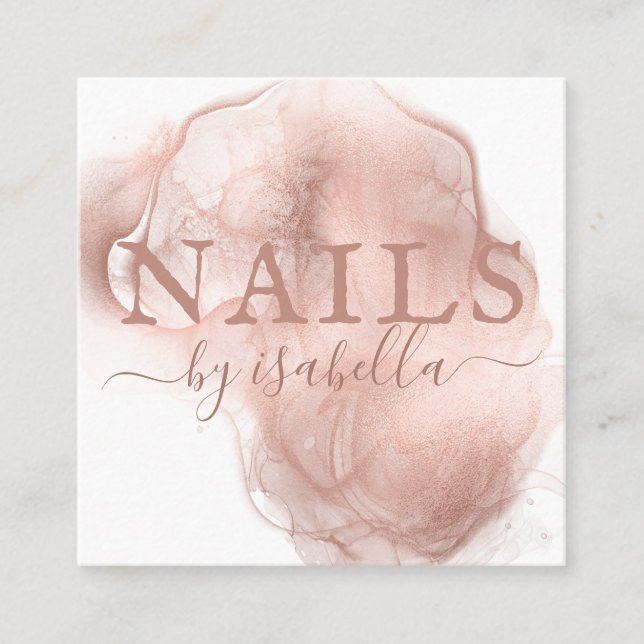 Modern manicurist Nail Salon Ro Guld  Fyrkantigt Visitkort (Framsida)