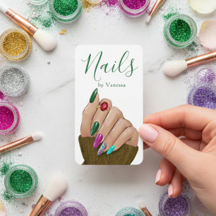 Modern Manicurist Stylish Nail Technician QR-kod Visitkort