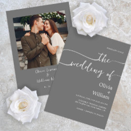 Modern maning till minimal skript-bröllop inbjudningar