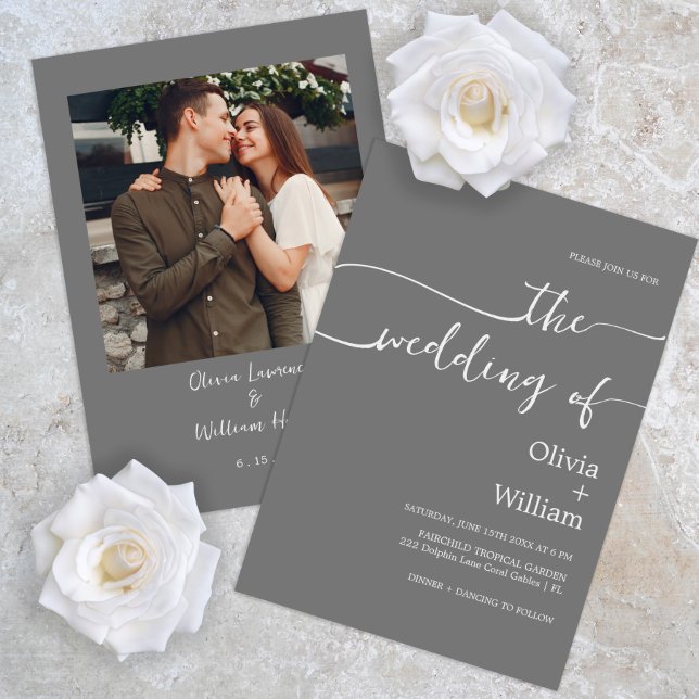 Modern maning till minimal skript-bröllop inbjudningar (Skapare uppladdad)