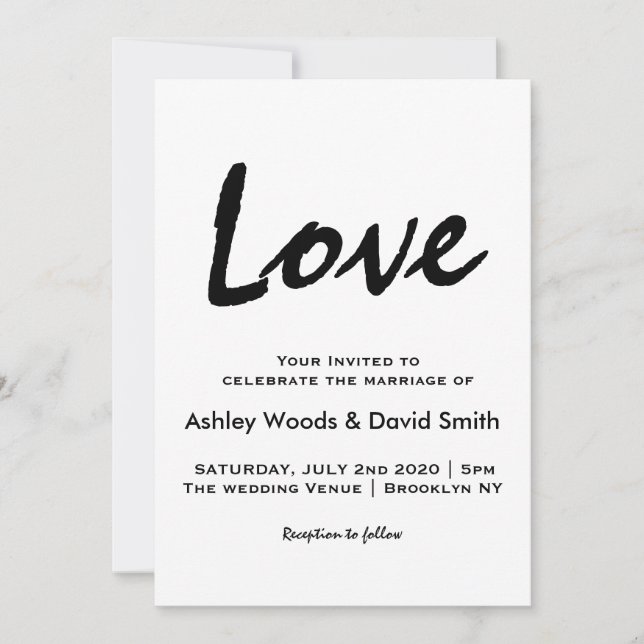 Modern maning till minimal skript-bröllop inbjudningar (Framsida)