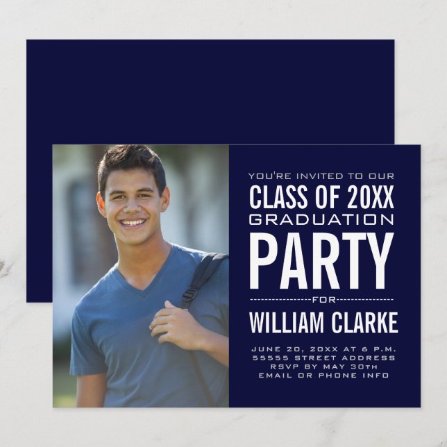 Modern manlig Grad-Studentfest Inbjudningar (Fram/baksida)
