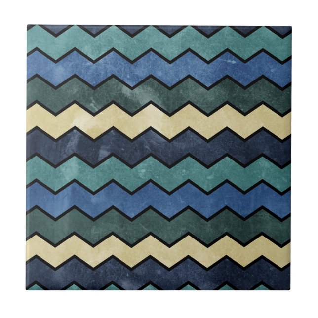 Modern Manly Blue Chevrons Kakelplatta (Framsidan)