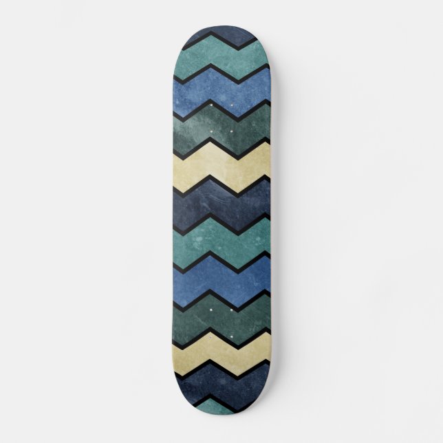 Modern Manly Blue Chevrons Mini Skateboard Bräda 18,7 Cm (Framsida)