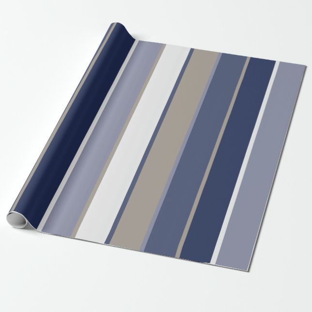 Modern Manly Rand Blue Taupe Presentpapper (Utrullad)