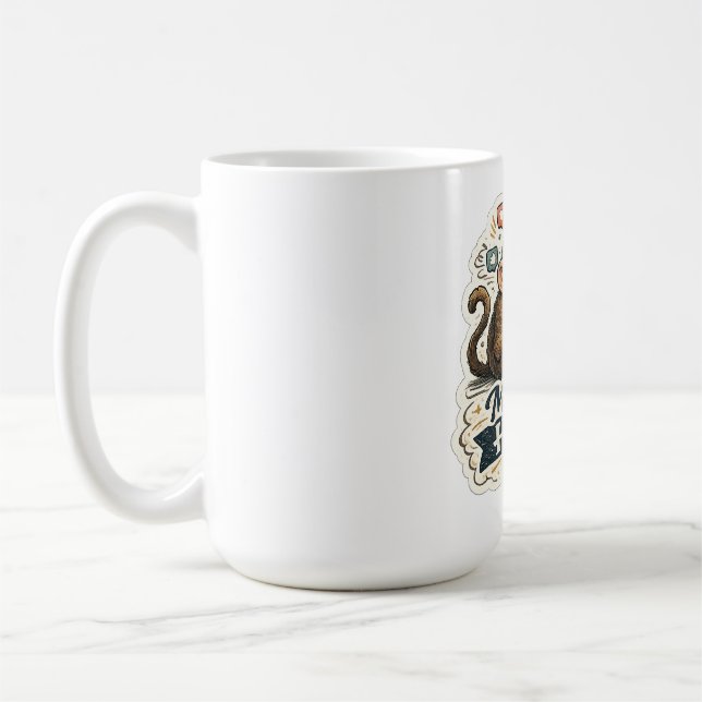 Modern Människa Rolig Apa Smartphone Sociala Medie Kaffemugg (Vänster)