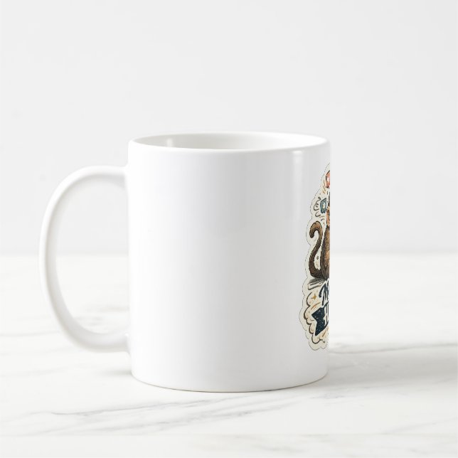 Modern Människa Rolig Apa Smartphone Sociala Medie Kaffemugg (Vänster)