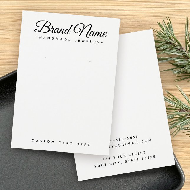 Modern manus anpassningsbar färg örringskort för v visitkort (Modern script custom color earring display card)